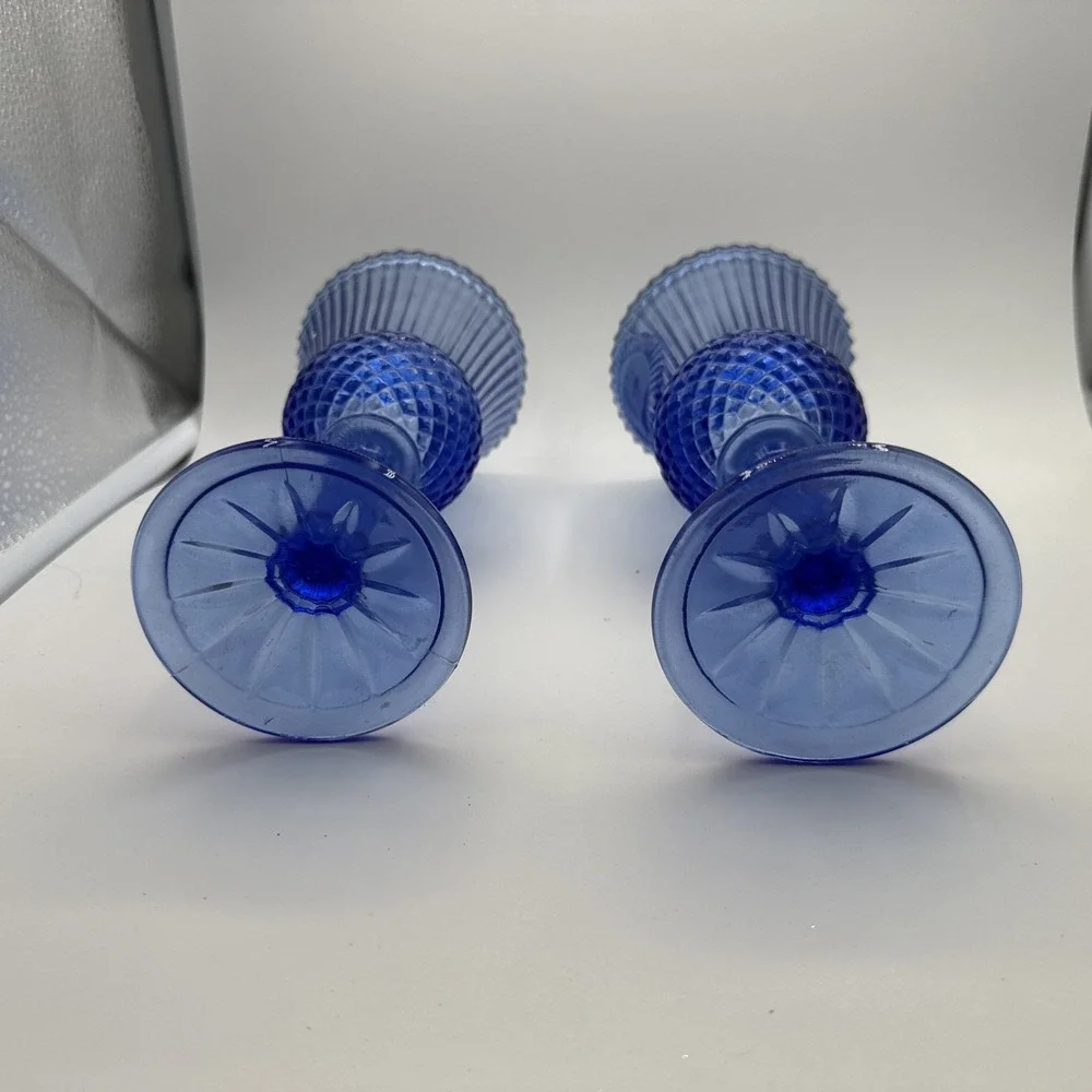 set of 2 Avon Cobalt Blue Goblet‎ Martha Washington Glass Vintage